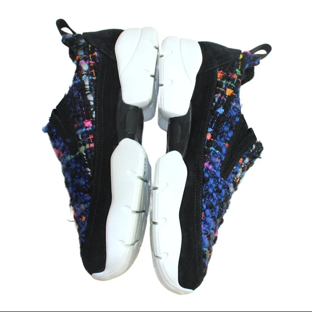 MSGM Black Blue Multicolor Tweed  Slip-On Extra Light Trainers Size 36 (US 6) - Picture 9 of 12
